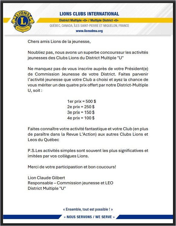 Invitation activités jeunesse